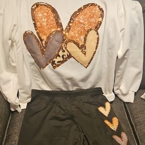 Heart Design Sweatshirt and Pants Set